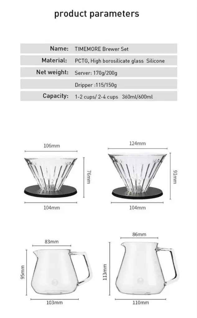Timemore Brewer Set Glass Dripper 02
