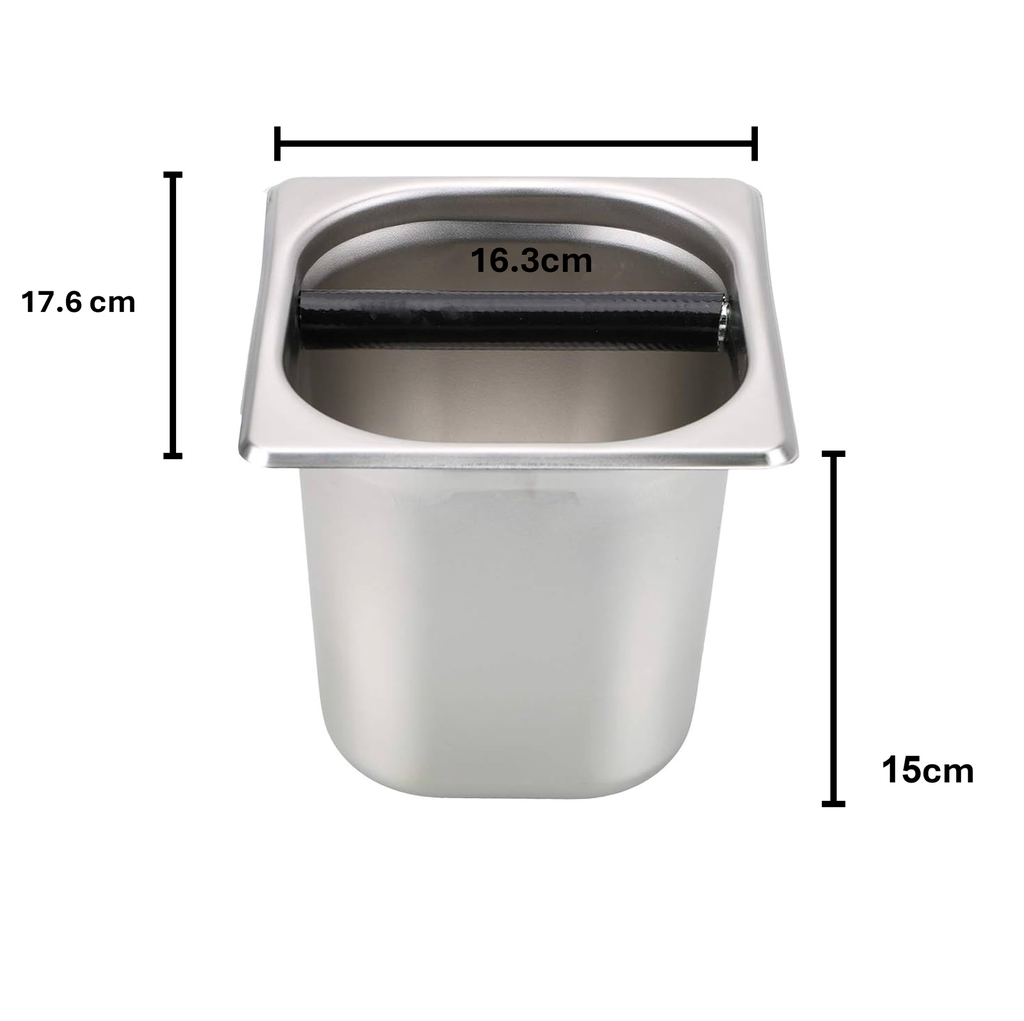 Stainless steel knock box Bottomless 17.6*16.3*15cm