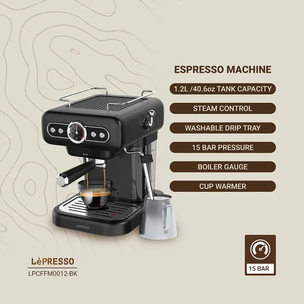 LePresso Retro Espresso Boiler Machine Gauge and Milk Steamer