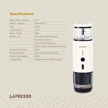  LePresso Portable Espresso Machine-WHITE