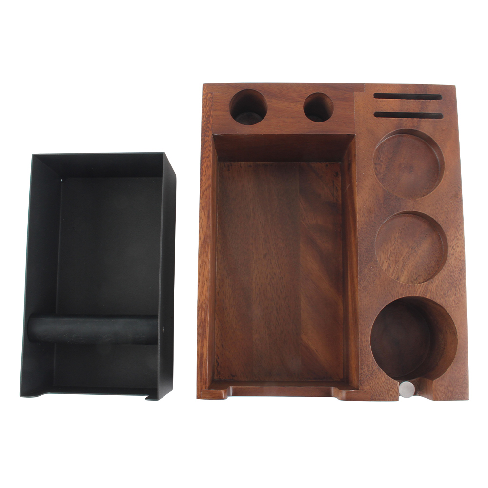 Black Wooden Knock Box 3T Multi-functional 