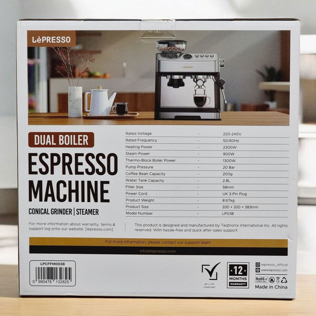 LePresso Espresso Machine Conical Grinder & Steamer