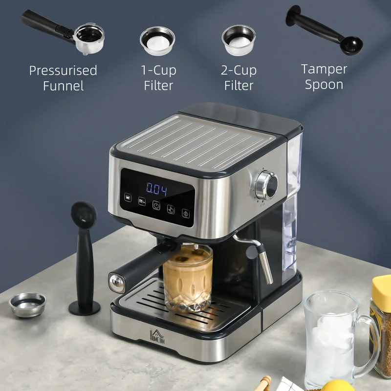 LePresso Digital Coffee Machine with 15 bar Pressure Pump and Capsule Filter - Black