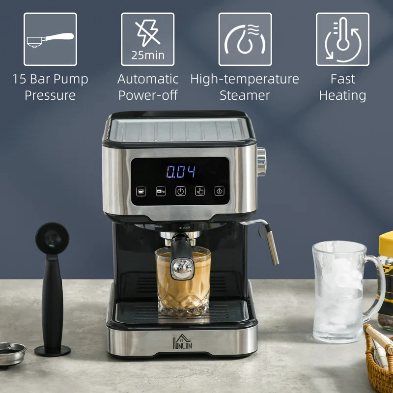 LePresso Digital Coffee Machine with 15 bar Pressure Pump and Capsule Filter - Black