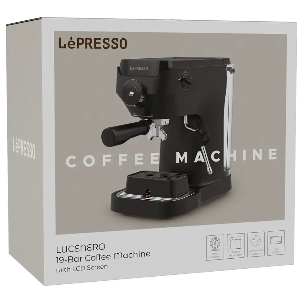 LePresso Lucenero 19-Bar Coffee Machine with LCD Screen - Black