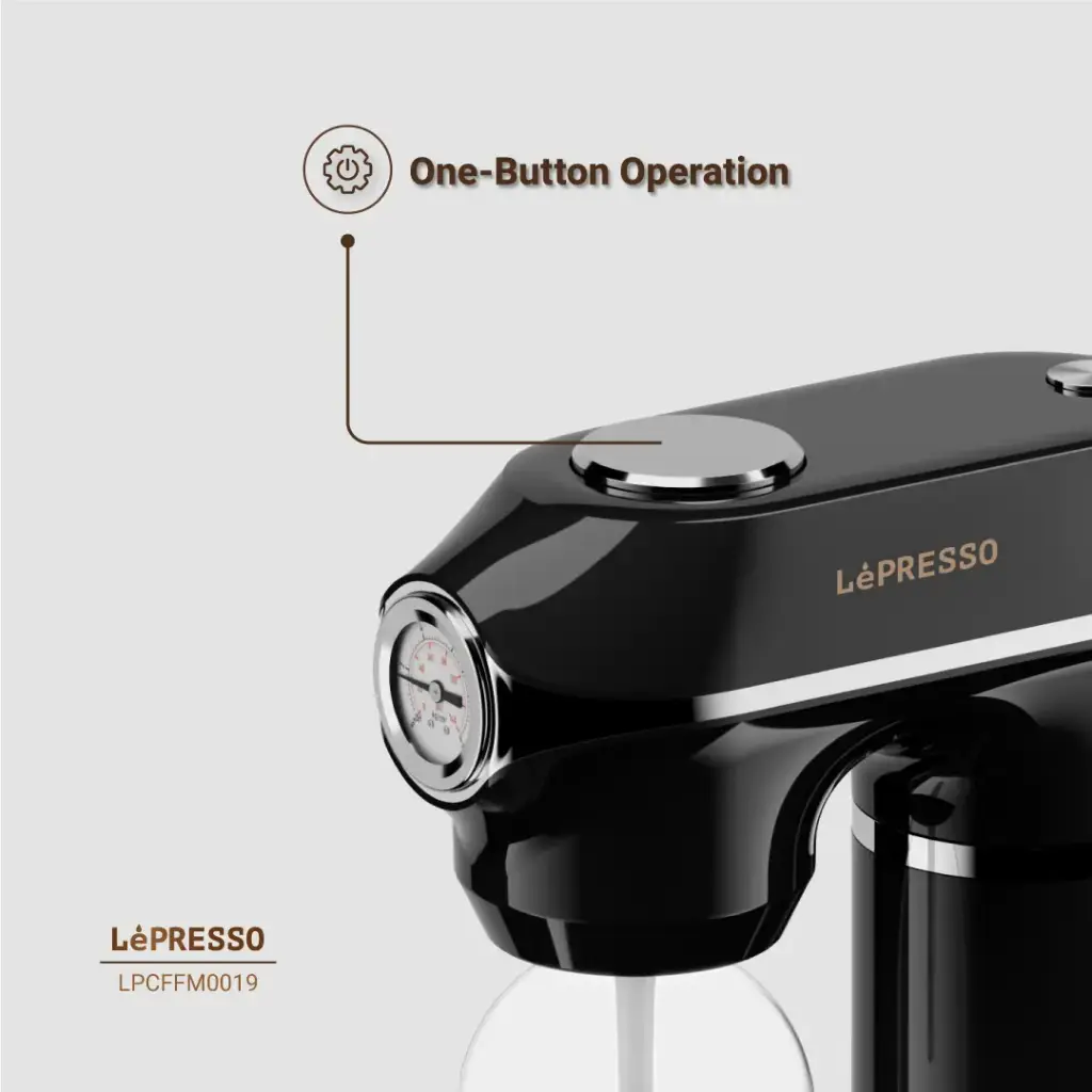 Lepresso Carbonator Instant Sparkling Water with Pressure Gauge & Efficient Carbonation- Black