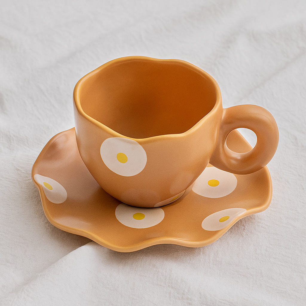 Orange&White dots Cup190ml
