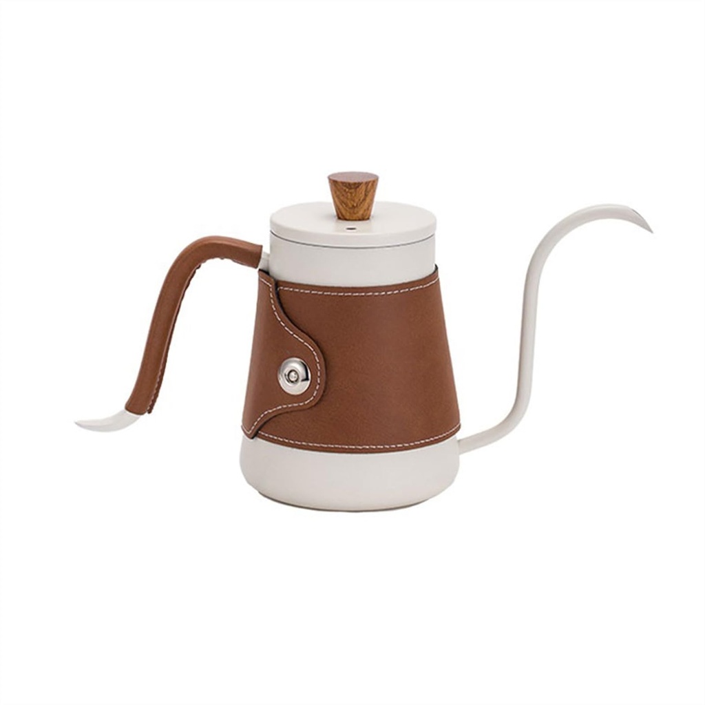 wooden Handle Kettle with Leather Cover 400ml (White) 