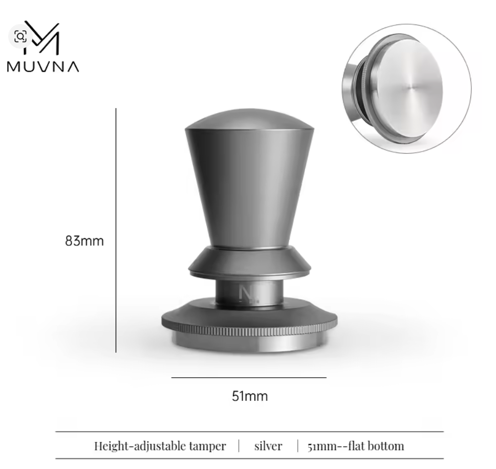 MUVNA Adjustable coffee tamper gray -flat base