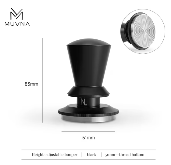 MUVNA Adjustable coffee tamper black -thread base