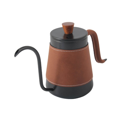 Wooden Handle Kettle with Leather Cover (Black)
