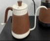 wooden Handle Kettle with Leather Cover (White)