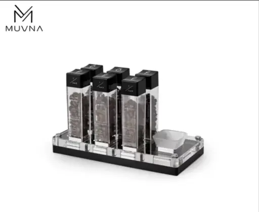 [GC2398]  MUVNA 1/3Angel coffee bean canister 6 tubes-acrylic base