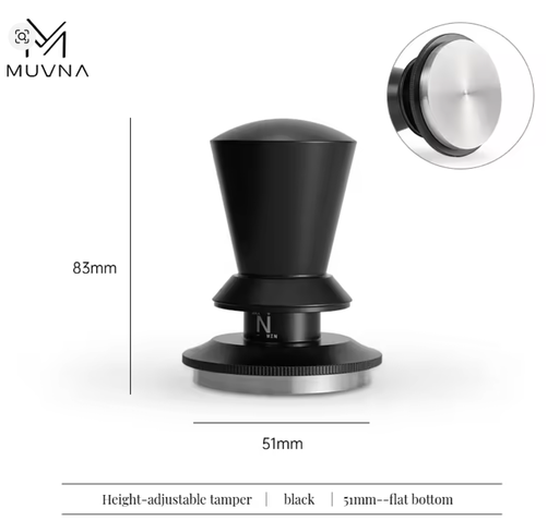 MUVNA Adjustable coffee tamper black -flat base