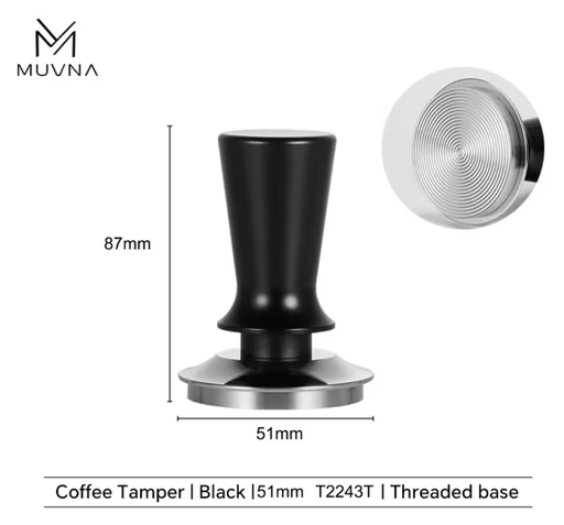 MUVNA B-style tamper (with a constant pressure) threaded base-black